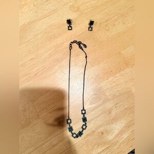 Women’s Black and Blue Necklace and Earring Set